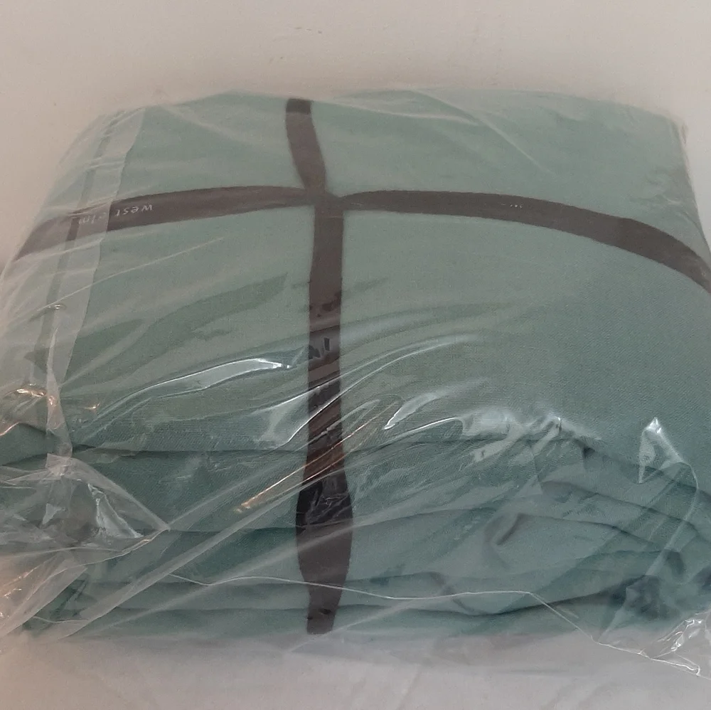 West Elm KING Belgian Flax Linen Duvet Cover & 2 KING shams Peacock